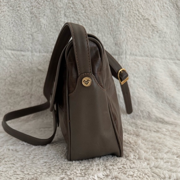 Mario Valentino Vintage Monogram Crossbody Bag – Brown Greige Leather Trim - Picture 2 of 16